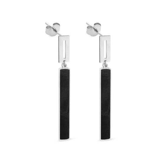 Cercei Argint Lungi Dreptunghi Black Polar