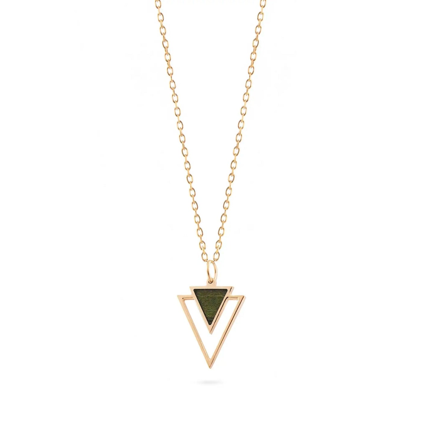 Lantisor cu Pandantiv Triunghi Dublu Green Poplar