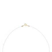 Detaliu sistem de inchidere colier pe fir transparent din aur