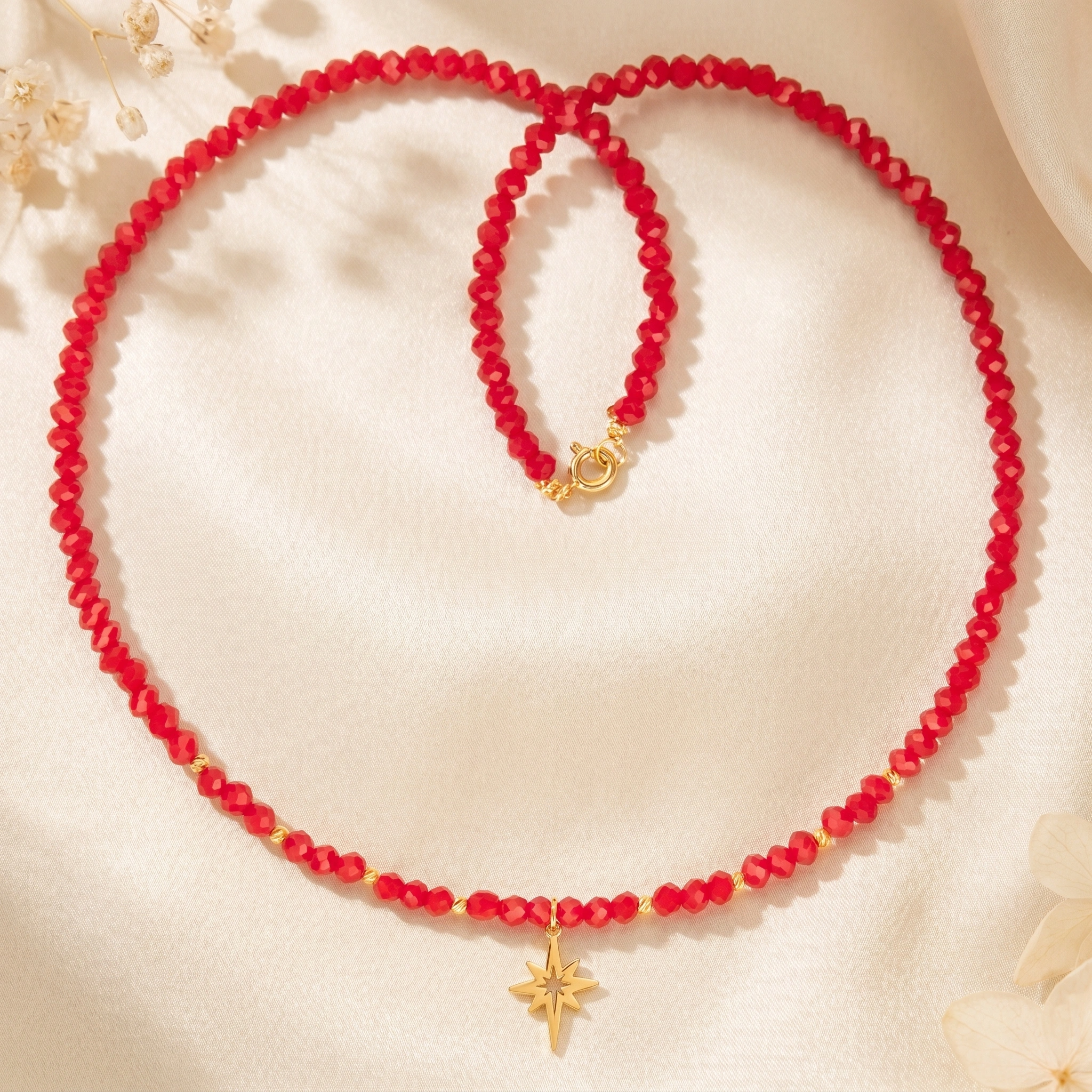 Colier Aur 14K cu Cristale și Pandantiv Steaua Nordului – Bijuterie Călăuză Elegantă