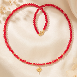 Colier Aur 14K cu Cristale și Pandantiv Steaua Nordului – Bijuterie Călăuză Elegantă
