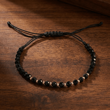 Bra?ara Aur 14K cu 10 Bile ?i Cristale Negre - Contrast Suprem ?i Design Bogat