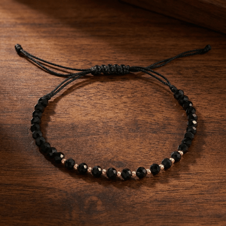 Brățară Aur 14K cu 10 Bile și Cristale Negre – Contrast Suprem și Design Bogat