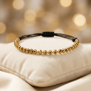 Brățară Aur 14K cu Șnur și 10 Bile, Cristale 4.5mm – Bijuterie Handmade Artor