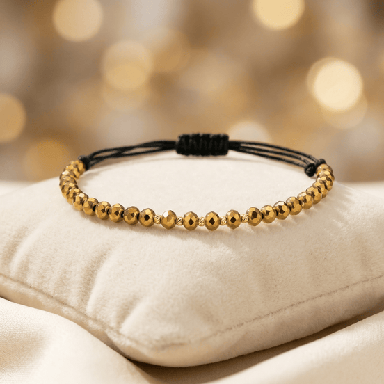 Brățară Aur 14K cu Șnur și 10 Bile, Cristale 4.5mm – Bijuterie Handmade Artor