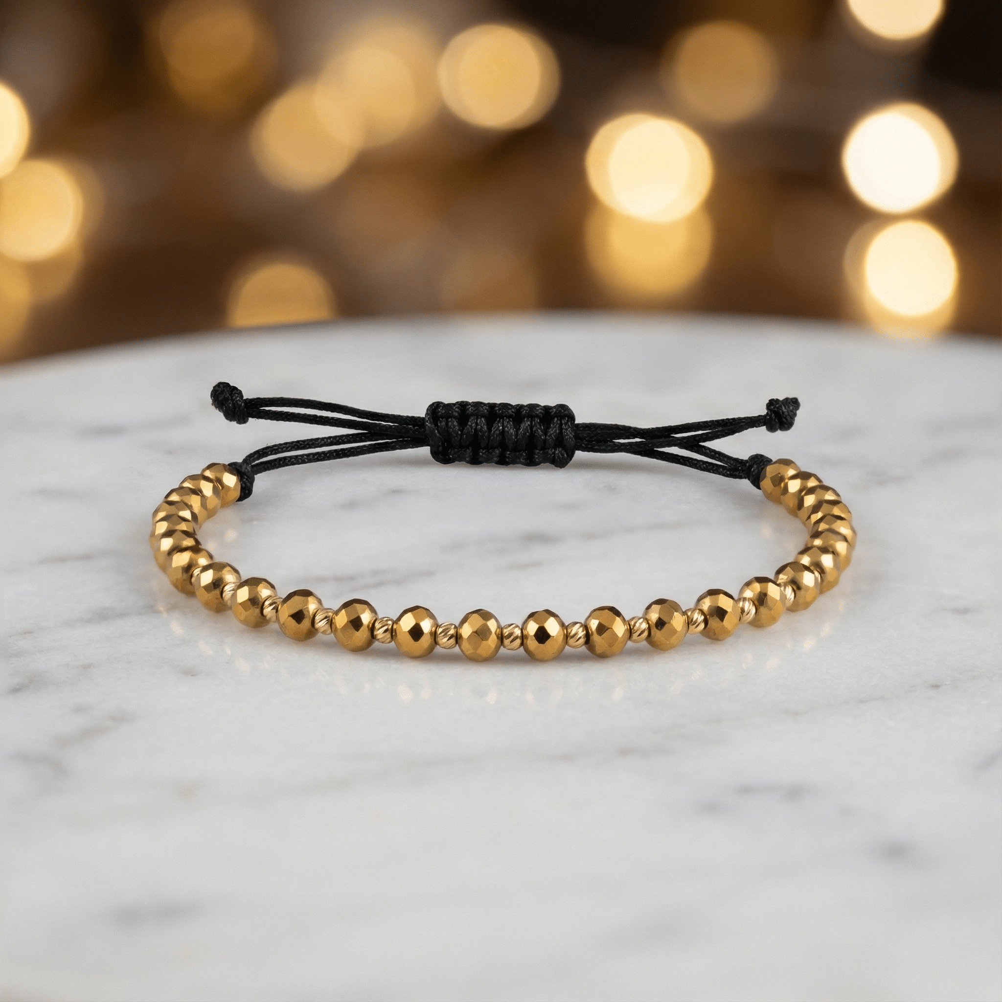 Brățară Aur 14K cu Șnur și 10 Bile, Cristale 4mm – Bijuterie Handmade Artor