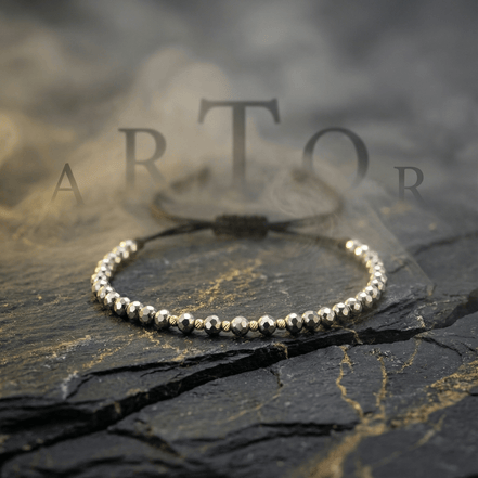 Brățară Aur 14K cu 10 Bile și Cristale 4mm – Design Simetric și Abundență