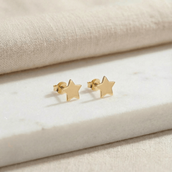 Cercei Stud din Aur 14K Model Stea Mare – Strălucire Statement