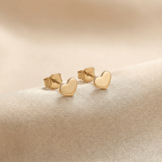 Cercei Stud din Aur 14K Model Inimă Mare – Declarație de Iubire