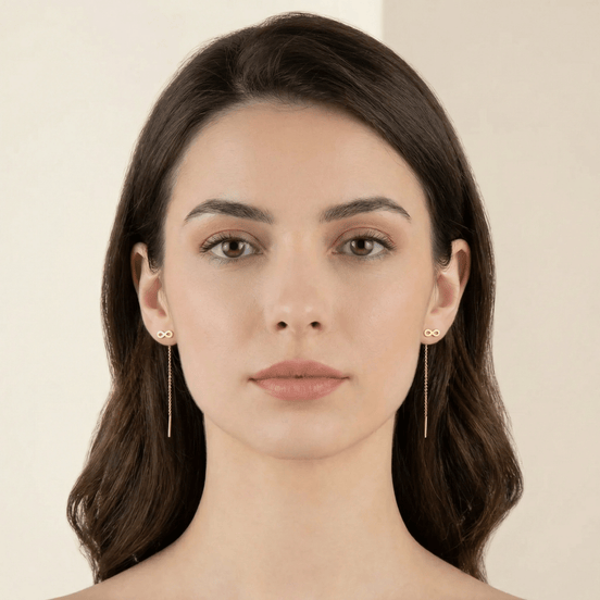 Cercei Threader din Aur 14K cu Simbolul Infinit – Iubire Eternă