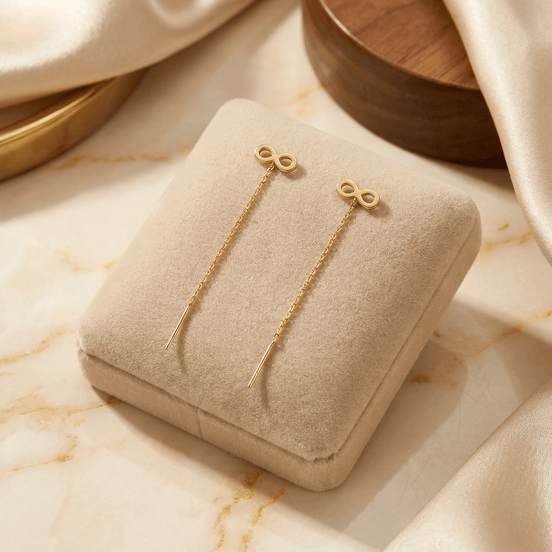 Cercei Threader din Aur 14K cu Simbolul Infinit – Iubire Eternă