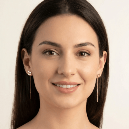 Cercei Threader Aur 14K cu Inimă Contur (Outline) – Design Minimalist