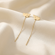 Cercei Threader Aur 14K cu Trio de Inimi – Dragoste la Puterea a Treia