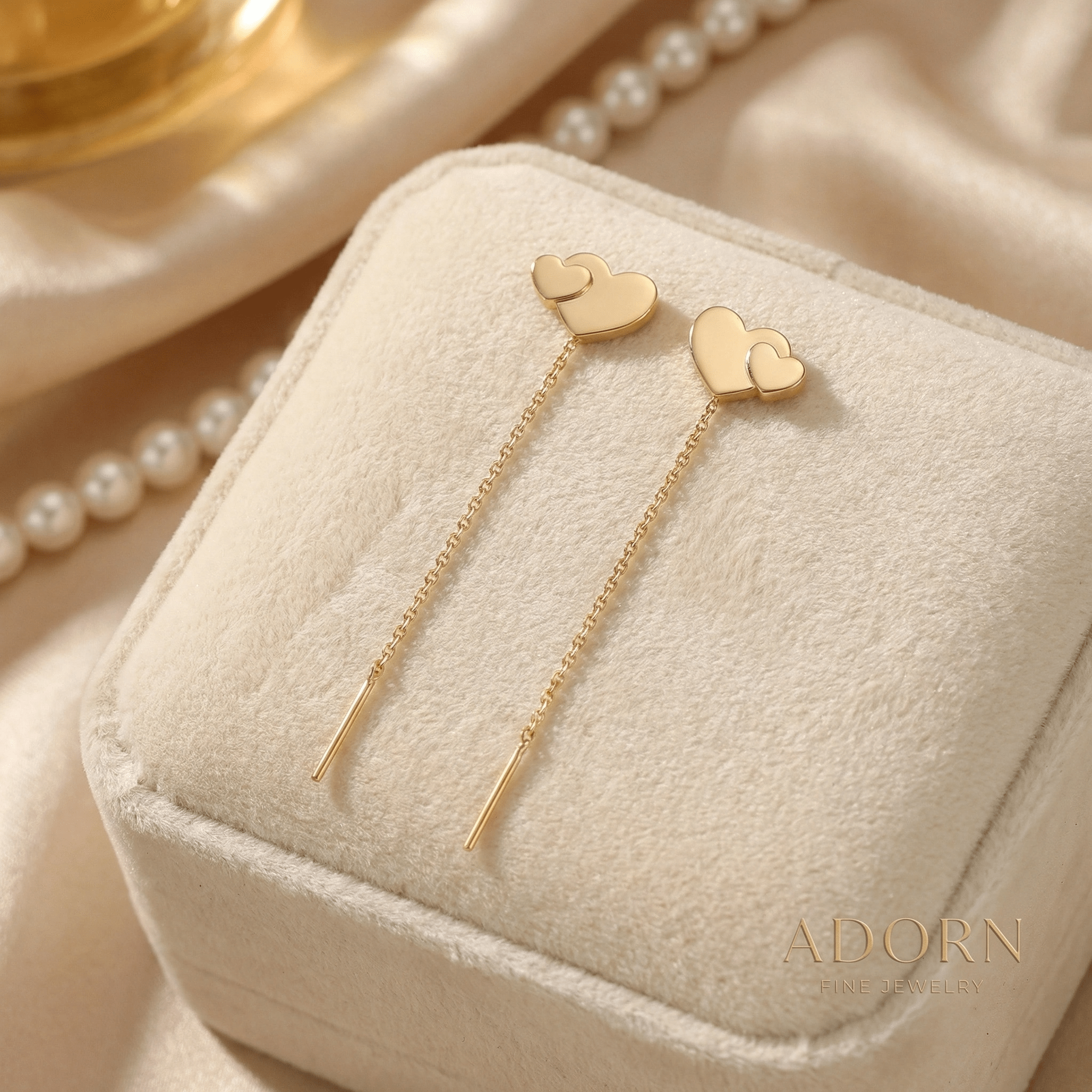 Cercei Stud din Aur 14K Inimă Dublă – Simbolul Conexiunii