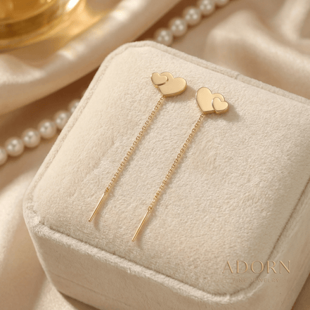 Cercei Stud din Aur 14K Inimă Dublă – Simbolul Conexiunii