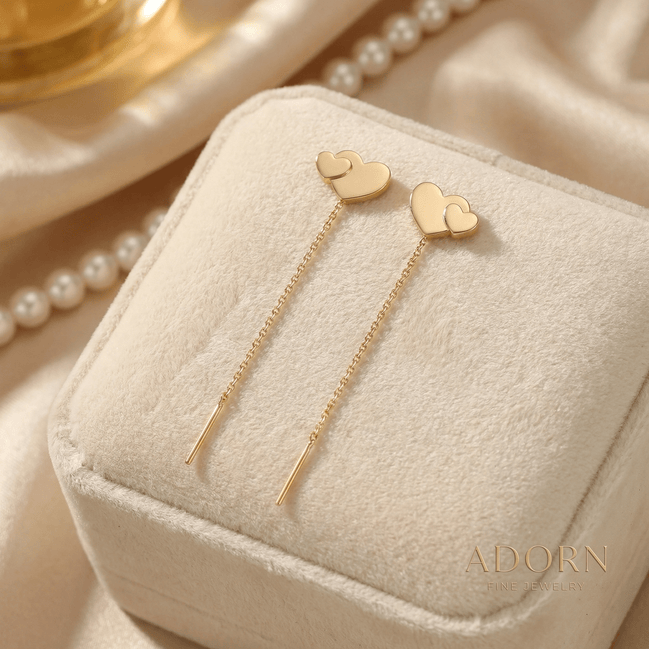 Cercei Stud din Aur 14K Inimă Dublă – Simbolul Conexiunii