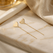 Cercei Threader Aur 14K cu Inimă Mare și Lănțișor – Simbolul Iubirii