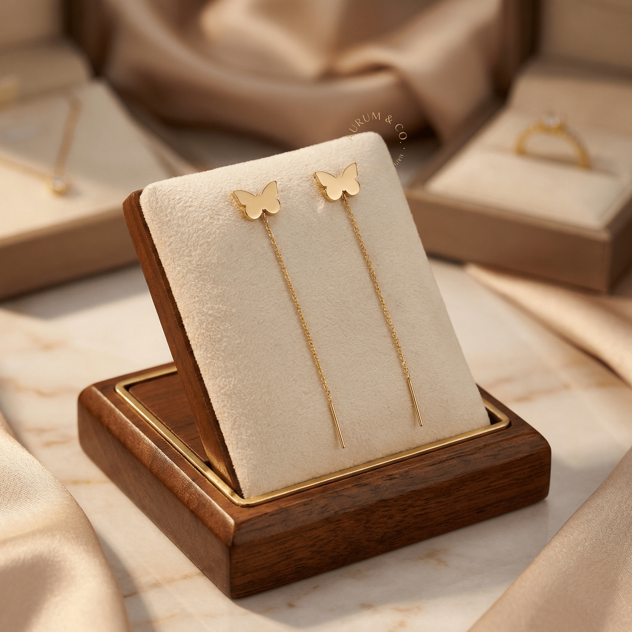 Cercei Threader din Aur 14K cu Fluture – Simbolul Libertății