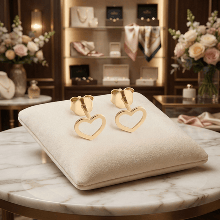 Cercei Stud din Aur 14K Inimă Contur – Dragoste Minimalistă