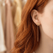 Cercei Threader Aur 14K Pătrat Stilizat – Arhitectură Modernă