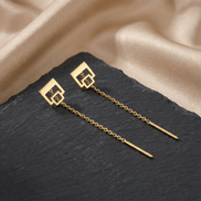 Cercei Threader Aur 14K Pătrat Stilizat – Arhitectură Modernă