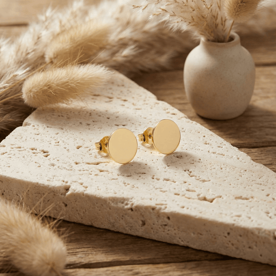 Cercei Stud din Aur 14K Model Bănuț – Eleganță Minimalistă
