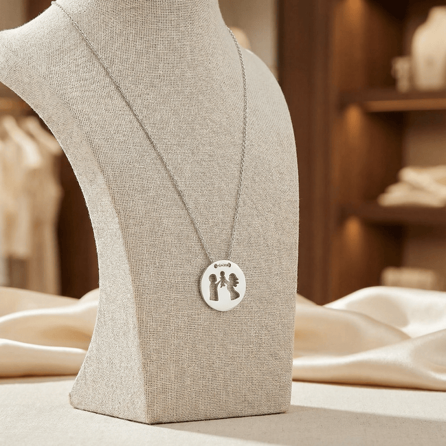 Lănțișor Argint 925 Bănuț Familie – Colier Simbol Copacul Vieții și Uniune