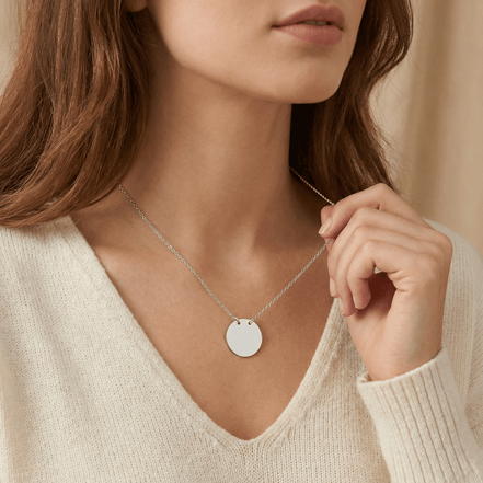 Lănțișor Argint 925 Bănuț Simplu – Colier Minimalist Discuri Lucioase