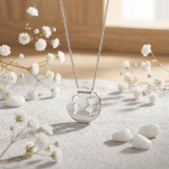 Lănțișor Argint 925 Bănuț Fetiță și Băiat – Colier Simbol Copii și Familie
