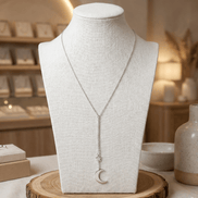Lănțișor Argint 925 Lună și Stea – Colier Dublu Simbol Celestial