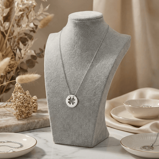 Lănțișor Argint 925 Bănuț cu Trifoi – Colier Simbol Noroc și Prosperitate