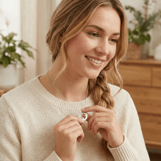 Lănțișor Argint 925 Bănuț cu Trifoi – Colier Simbol Noroc și Prosperitate