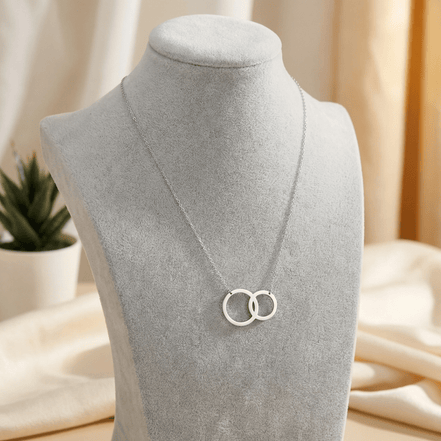 Lănțișor Argint 925 Cercuri Întrețesute – Colier Simbol Unitate și Infinit