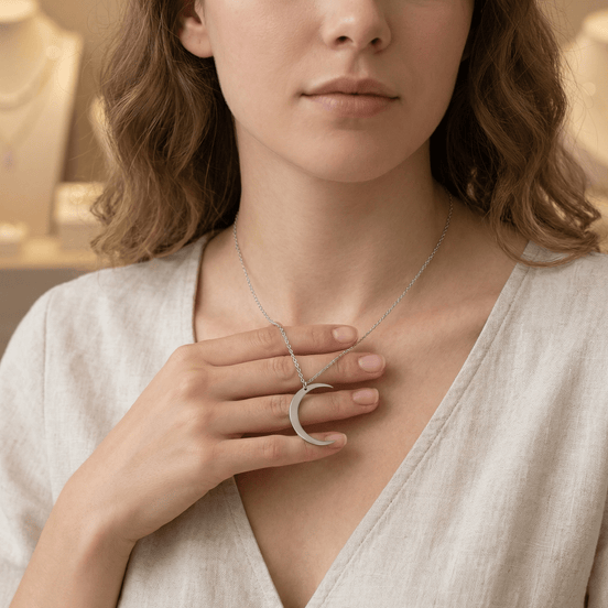 Lănțișor Argint 925 Lună – Colier Minimalist Simbol Intuiție și Grație