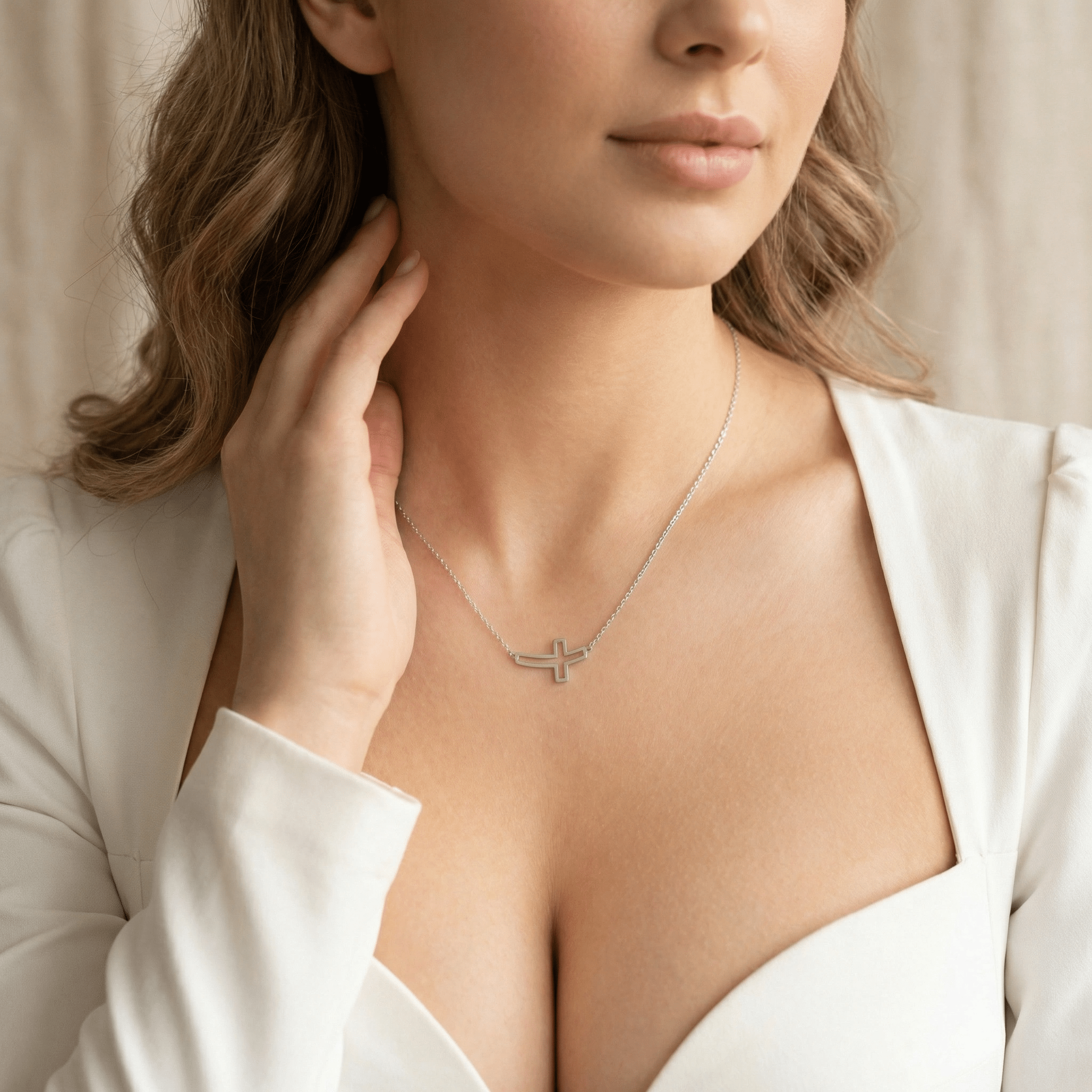 Lănțișor Argint 925 Cruce Decupată – Colier Simbol Credință și Protecție