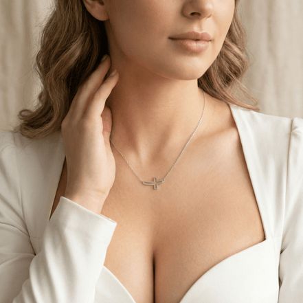 Lănțișor Argint 925 Cruce Decupată – Colier Simbol Credință și Protecție