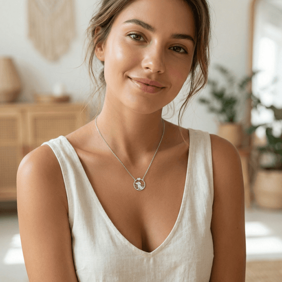 Lănțișor Argint 925 Bănuț cu Cățel – Colier Iubitori Animale