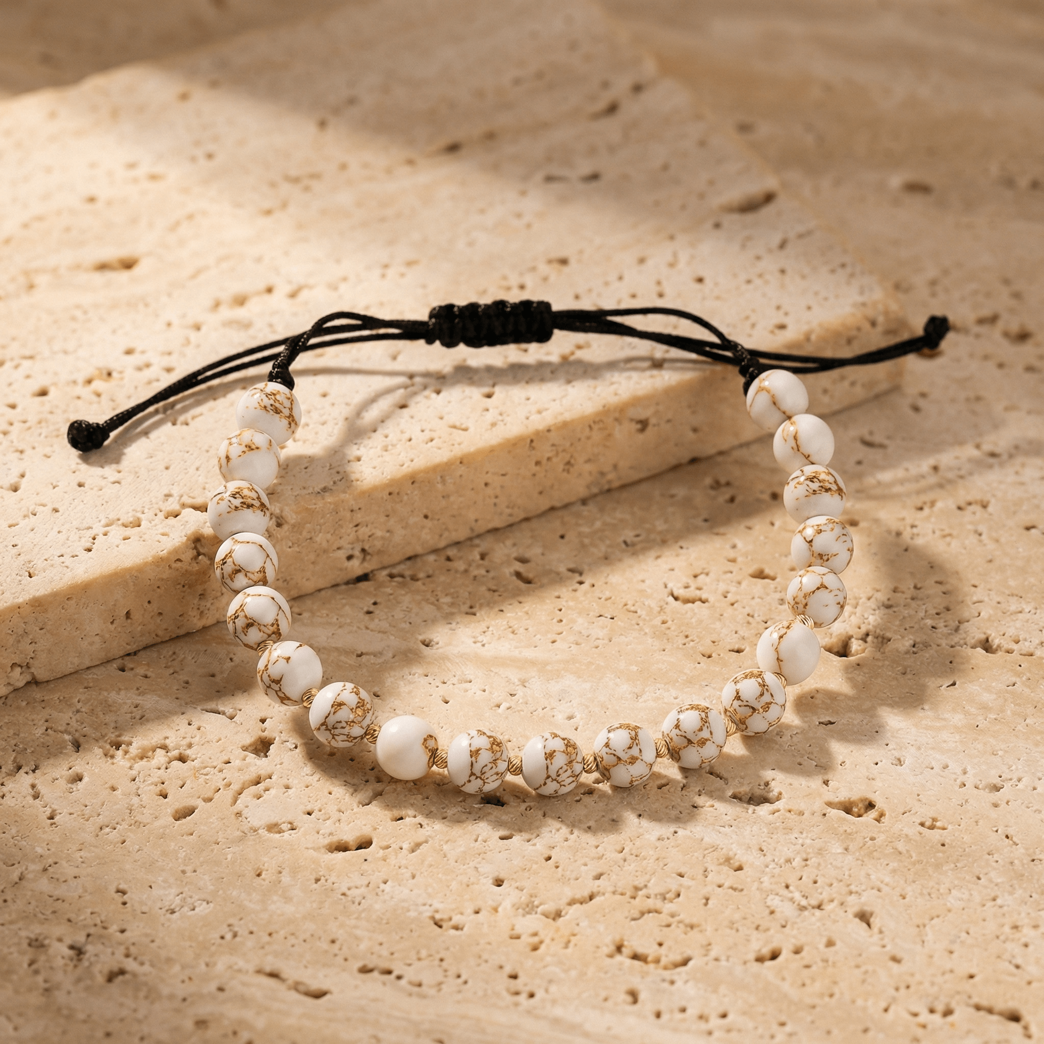 Brățară Aur 14K cu Șnur, 10 Bile Aur și Cristale – Bijuterie Reglabilă Talisman