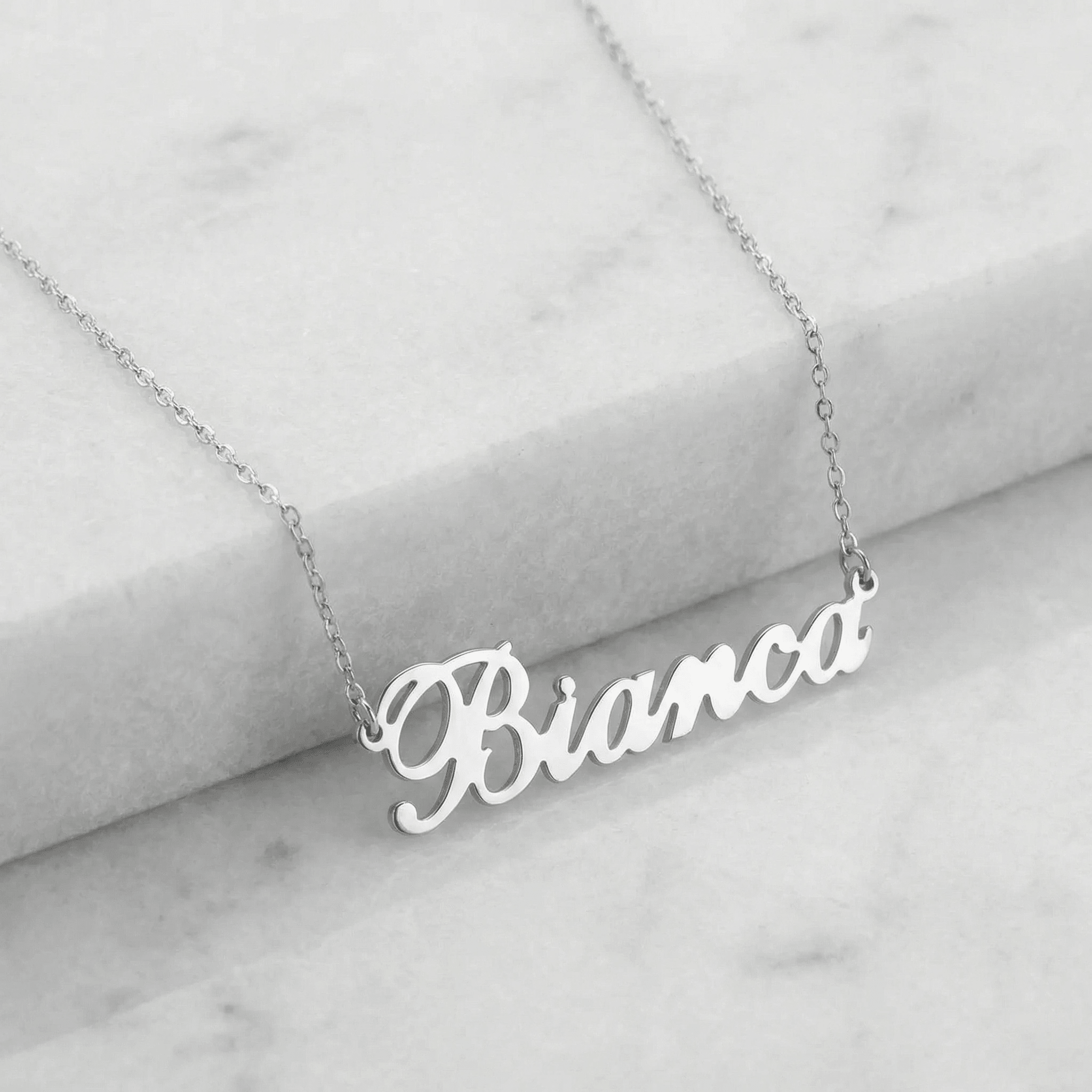 Lănțișor Argint 925 cu Nume Bianca Personalizat – Colier Masiv, Nu Placat