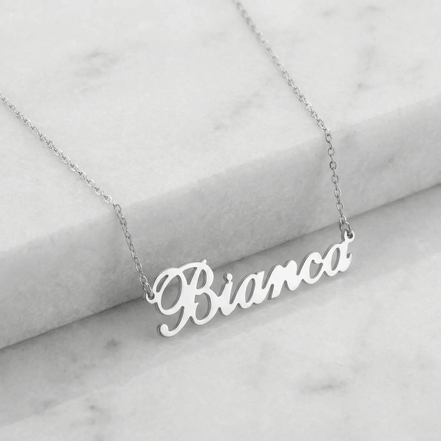 Lănțișor Argint 925 cu Nume Bianca Personalizat – Colier Masiv, Nu Placat