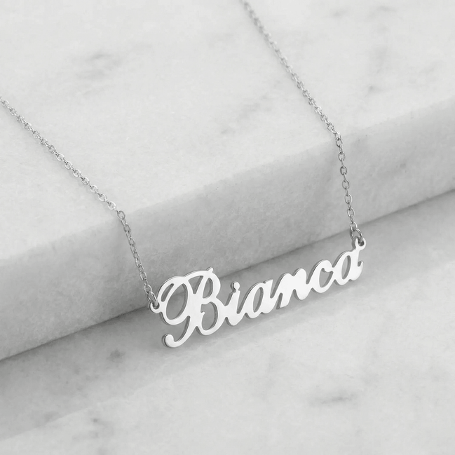 Lănțișor Argint 925 cu Nume Bianca Personalizat – Colier Masiv, Nu Placat