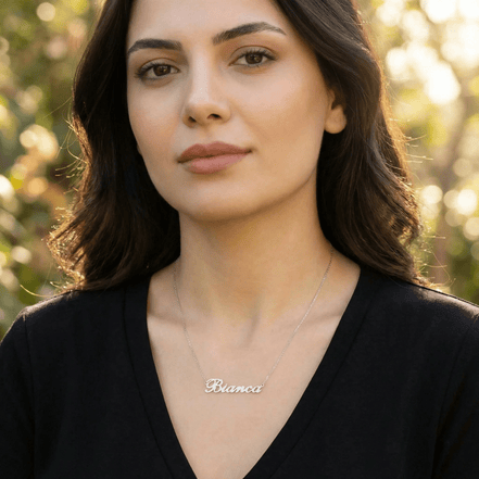 Lănțișor Argint 925 cu Nume Bianca Personalizat – Colier Masiv, Nu Placat