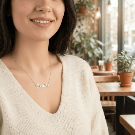 Lănțișor Argint 925 cu Nume Denisa Personalizat – Colier cu Nume Damă