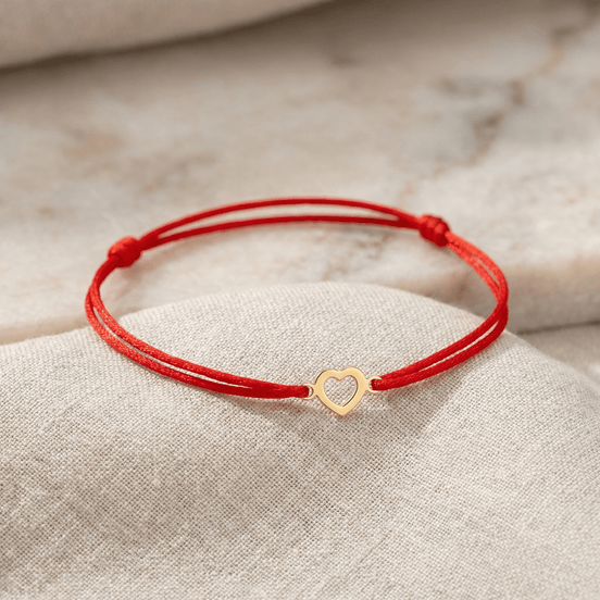 Brățară Aur 14K cu Șnur și Inimă – Cadou Simbolul Iubirii cu Garanție inclusă