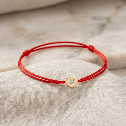 Brățară Aur 14K cu Șnur și Inimă – Cadou Simbolul Iubirii cu Garanție inclusă