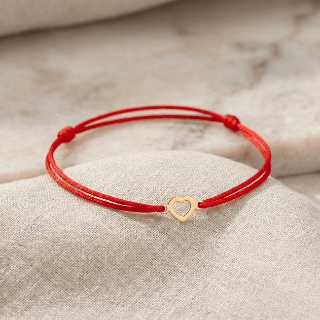 Brățară Aur 14K cu Șnur și Inimă – Cadou Simbolul Iubirii cu Garanție inclusă
