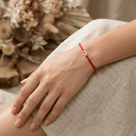 Brățară Aur 14K cu Șnur și Inimă – Cadou Simbolul Iubirii cu Garanție inclusă