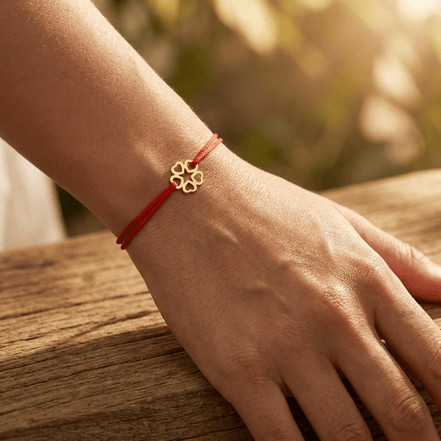 Brățară Aur 14K cu Șnur și Floare Stilizată – Simbolul Grației cu Garanție și Cutie Cadou