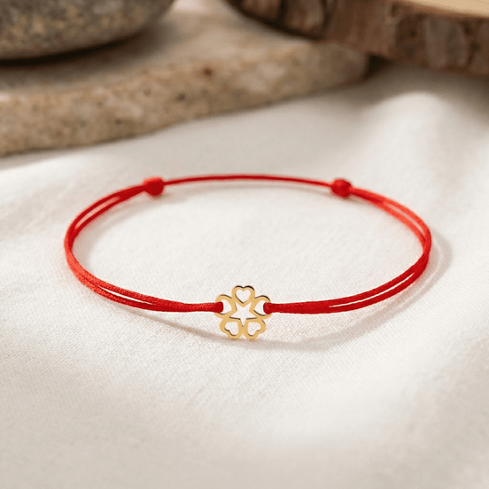 Brățară Aur 14K cu Șnur și Floare Stilizată – Simbolul Grației cu Garanție și Cutie Cadou