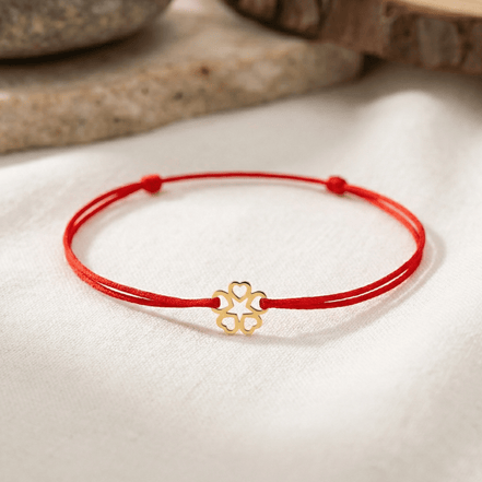 Brățară Aur 14K cu Șnur și Floare Stilizată – Simbolul Grației cu Garanție și Cutie Cadou